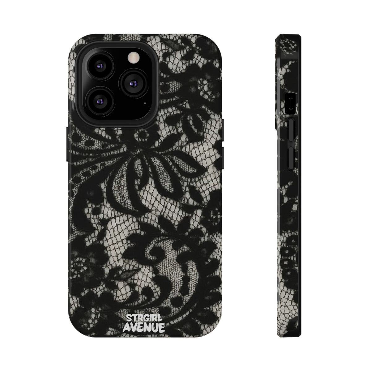 “Lacey black” protective phone case