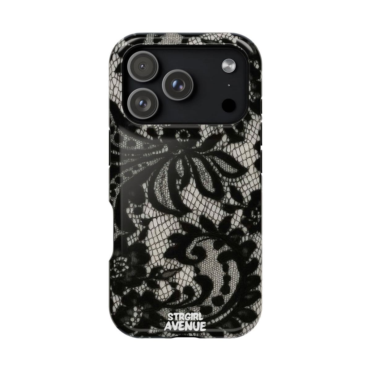 “Lacey black” protective phone case