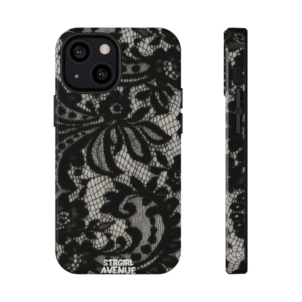 “Lacey black” protective phone case