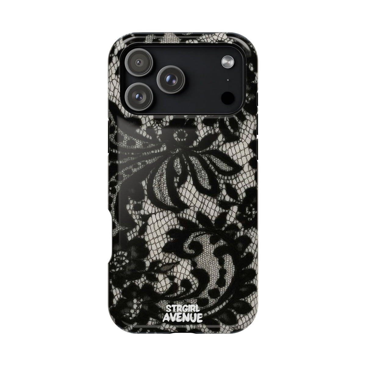 “Lacey black” protective phone case
